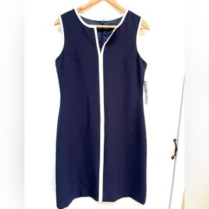 NWT "Black Label by Evan Picone" Dress, Navy with White Trim, Size 6